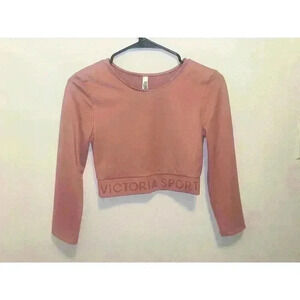 Victorias Secret Sport Womens Pink Long Sleeved Crop Top Size XS
